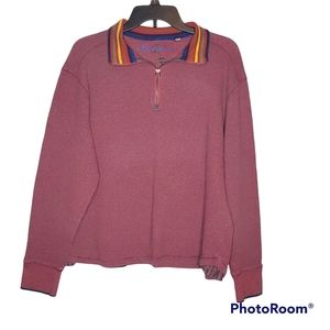 Robert Graham quarter zip waffle thermal knit pullover long sleeve top size larg